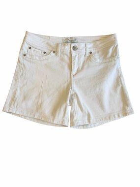 Seven7 White Distressed Denim Shorts Women’s Size 8 Mid Rise Stretch Jean Shorts
